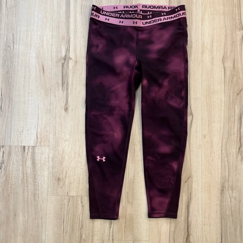 Under Armour Girls' Maroon & Pink Tie-Dye Leggings